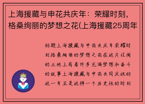 上海援藏与申花共庆年：荣耀时刻，格桑绚丽的梦想之花(上海援藏25周年纪录片)